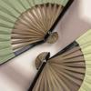 Cotton Linen Cloth Folding Hand Fan Solid Color Handheld Fan Retro Mini Shell Fan  Dance Props