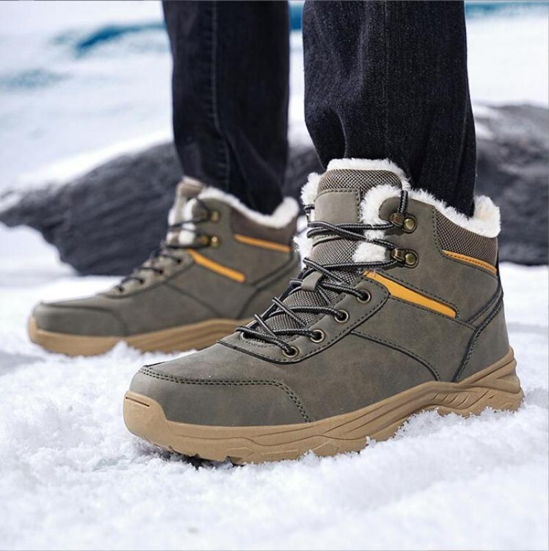 Superwarme Winter-Schneestiefel mit Fell Übergröße 39-46 Wanderschuhe Herren Rutschfeste Outdoor-Sneaker Herren Hoher Schaft Warme Schuhe