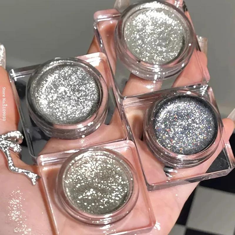 1PC Glitter Punk Smoky Black Eyeshadow Gel Makeup Palette Metallic Dark Silver Wet Eyes Shadow Highlighter Pearl Pigments Cosmetics