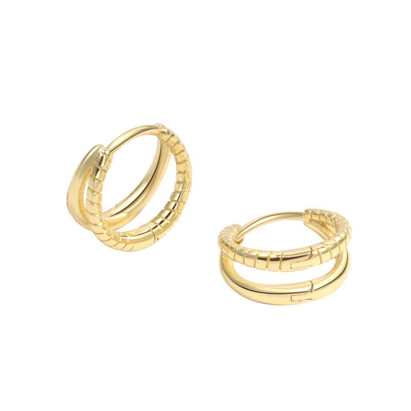 Premium Double Layer Geometric Twisted Hoop Earrings Stylish Dual Circle Ear Cuffs For Women Fashion Jewelry