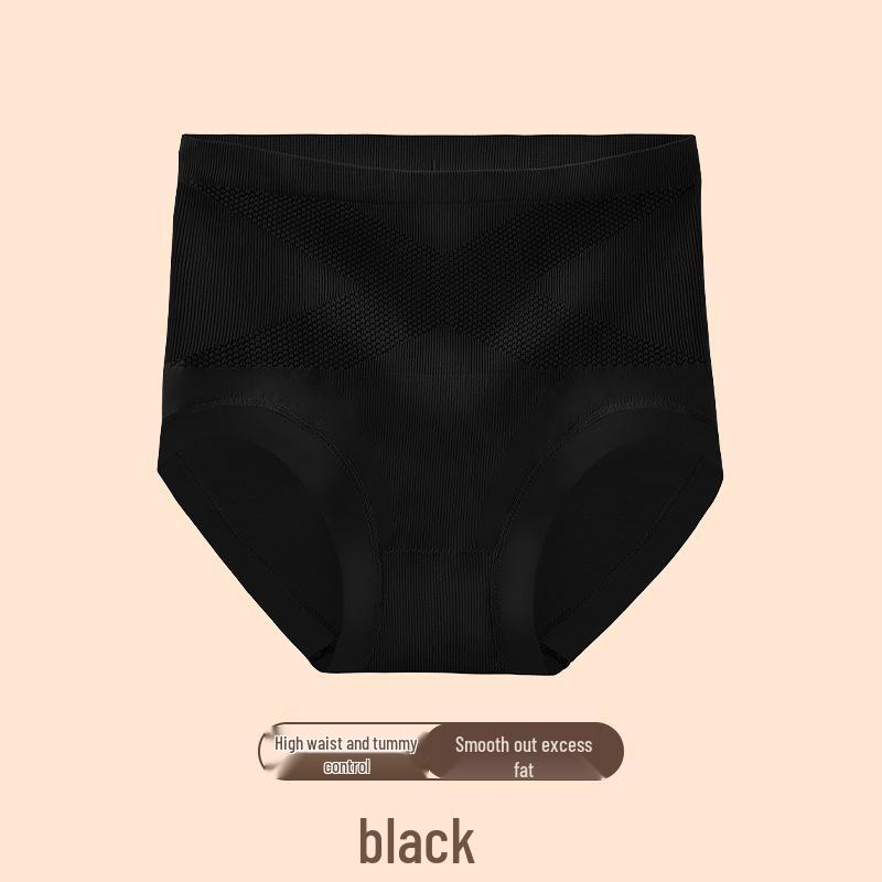 X Women's Black High-Waist Shaping Panties: Breathable, Seamless, Tummy Control & Antibacterial Hip Lift Design