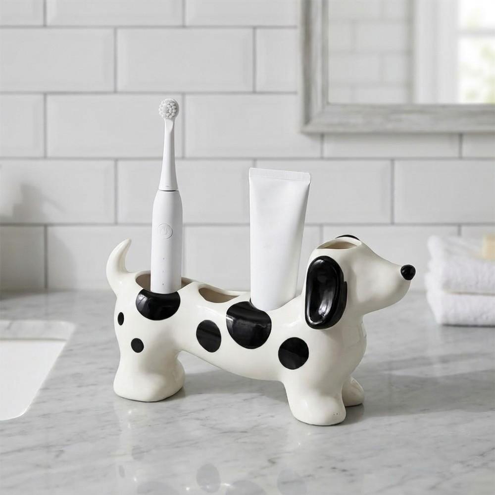 Cute Dog Shaped Toothbrush Holder Ceramic Electric Toothbrush Stand Washbasin Organizer  Washstand
