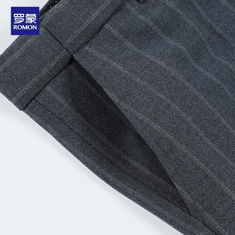 ROMON Men's Slim-Fit Grey Stripe Business Suit Set
