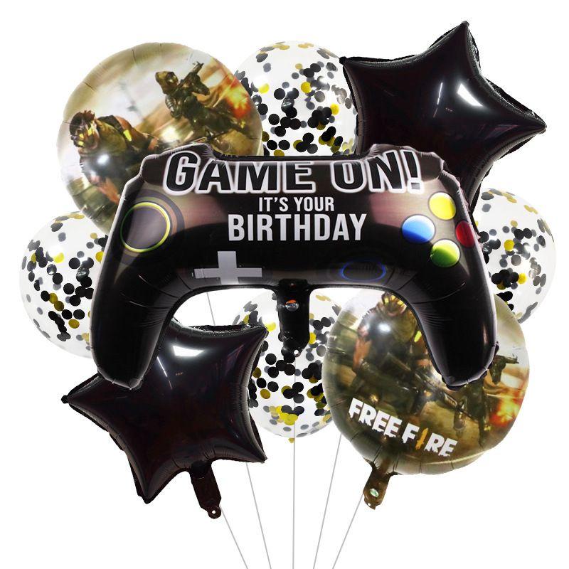 Game Theme "Free Fire" Game Controller Wall-mounted Aluminum Film Balloon Party Decoration and Setup Supplies