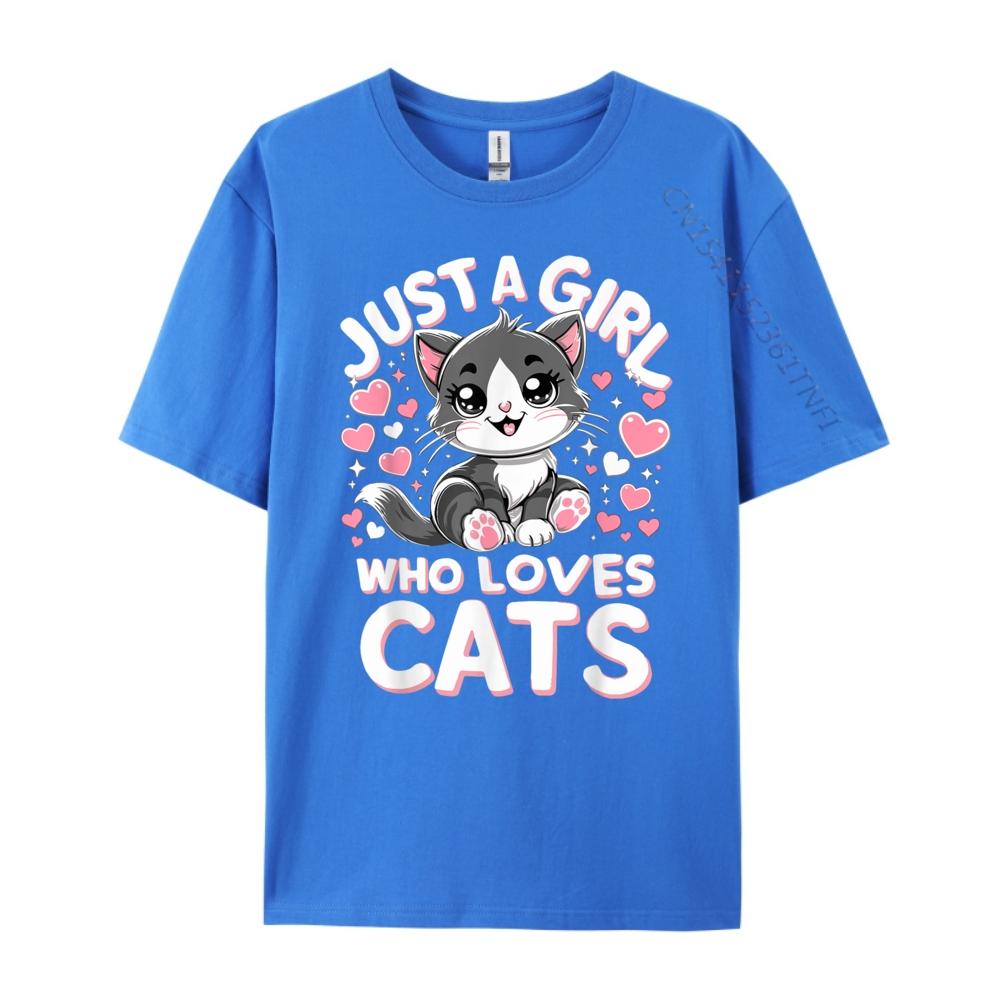 Just A Girl Who Loves Cats Cute Cat Oversized T Shirt Men TShirt