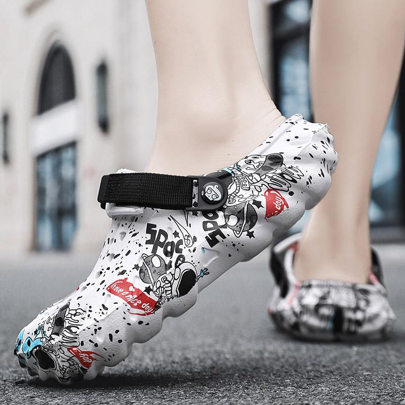 Sandale casual de vară pentru bărbați, în aer liber, respirabile, talpă moale, anti-alunecare, impermeabile, cu orificii, papuci sport, cu două scopuri, pantofi de plajă