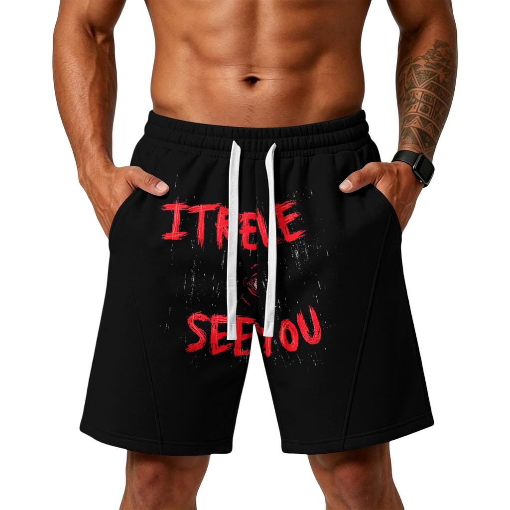Men's Loose Fit Halloween Themed Athletic Shorts with Multiple Pockets Adjustable Drawstring Waistband Comfortable Sport Shorts