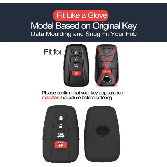 2pcs Compatible with Toyota RAV4 Camry Highlander 4Runner Corolla Avalon Mirai Prius 86 C-HR HYQ14FBC 4 Buttons Black Rubber Silicone Case Remote Key