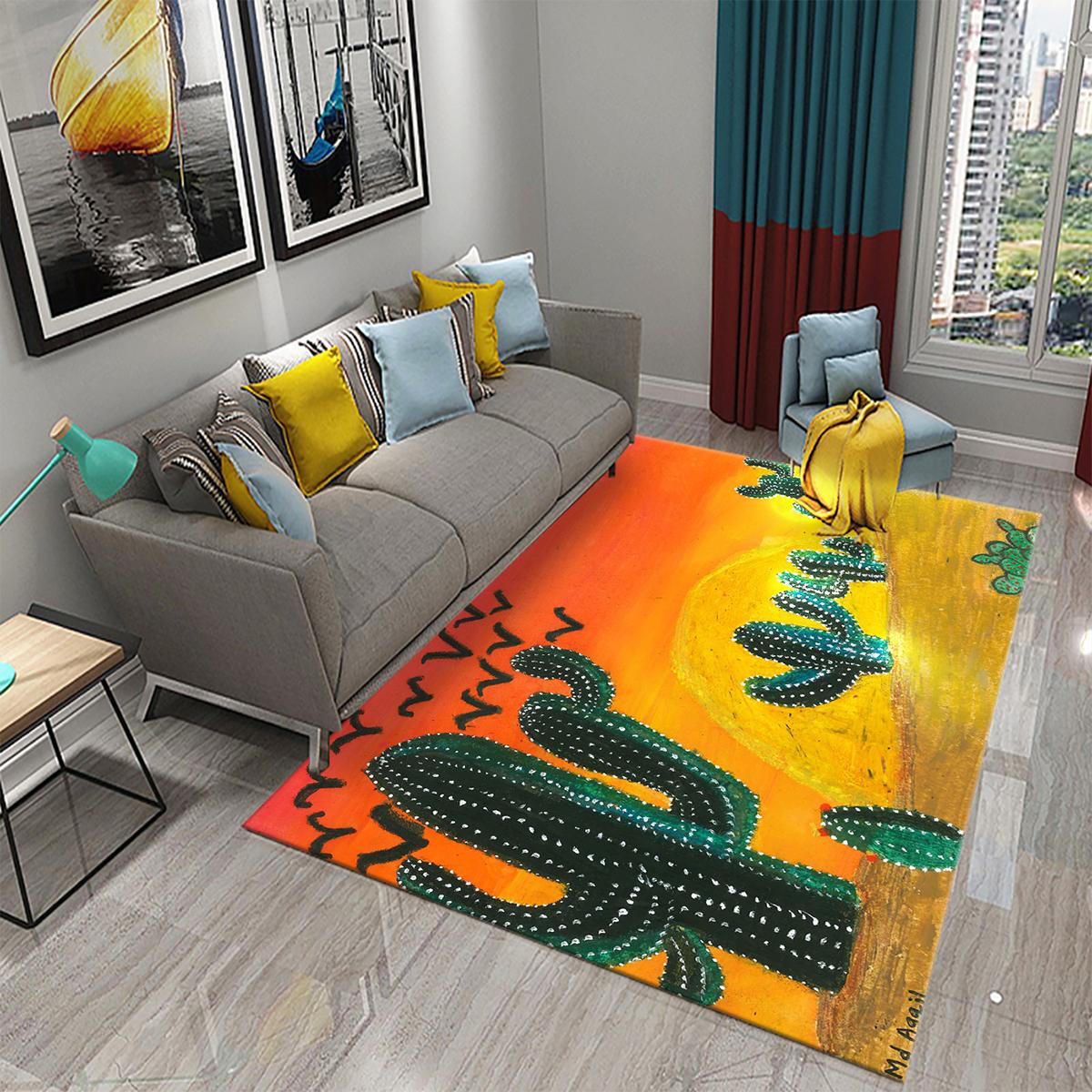 

3D Cartoon Cactus Carpet for Kitchen Anti-slip Mat Gift Modern Living Room Balcony Bedroom Bathroom Carpet Door Hallway Area Mat 40x60cm 16x24 inch
