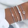 Fashionable and simple love five-pointed star Moon set six-piece bracelet and bracelet accessory