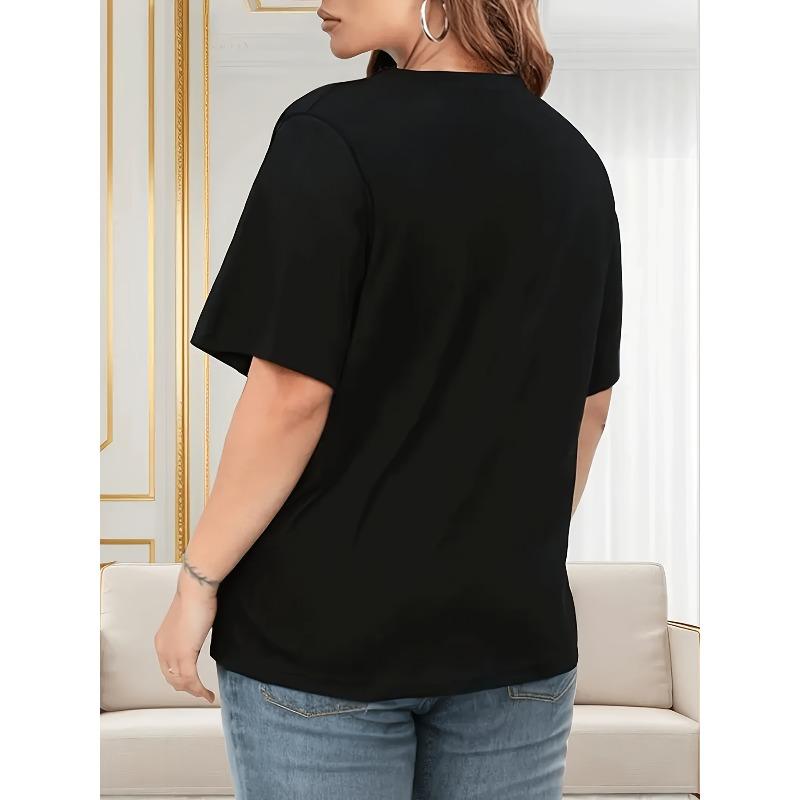 European Size Women'S Plus-Size T-Shirt- White Crew Neck Casual Everyday Shirt with Positive Message, Loose Fit Breathable Top for All Seasons