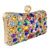 Boutique De FGG Pearl Clasp Colorful Rhinestone Handbags Women Crystal Clutch Evening Bags Wedding Party Dinner Bridal Purse Bag