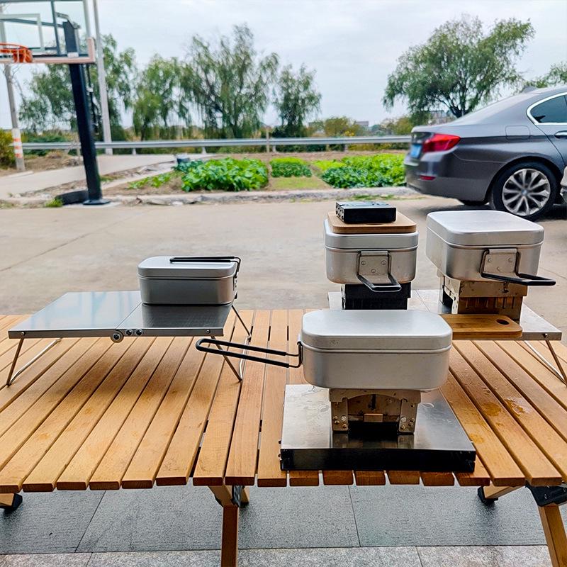 Multi-Functional Stainless Steel Folding Camping Table - Portable, Thickened, Small for Home & Outdoor Use