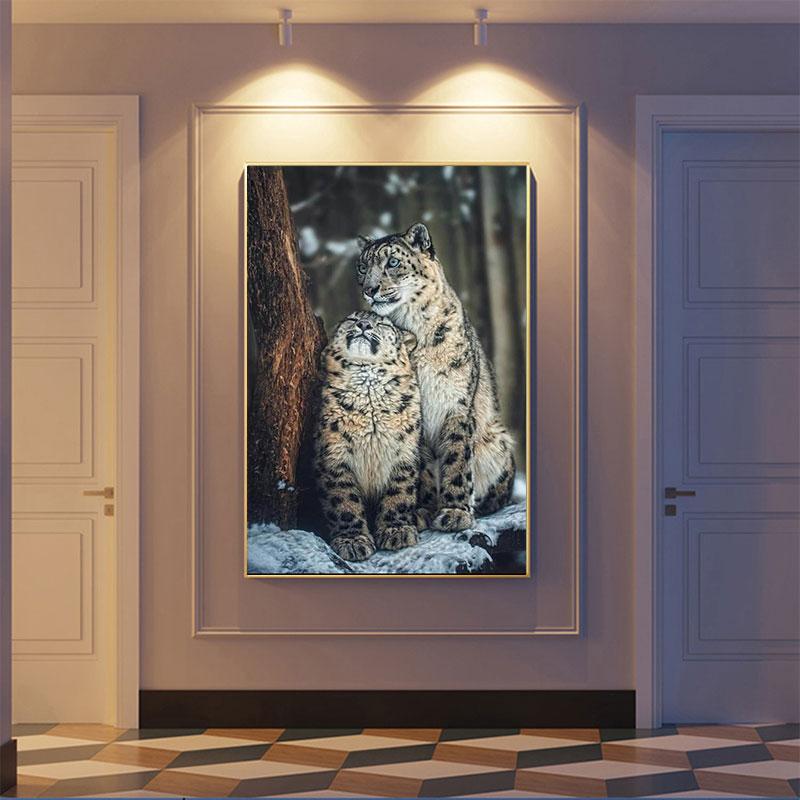 Snow Leopard Pictures Plakater og Pirnts Hvite Leoparder Dyrelerretsmaleri Wildlife Veggkunst til stuen Hjemmeinnredning