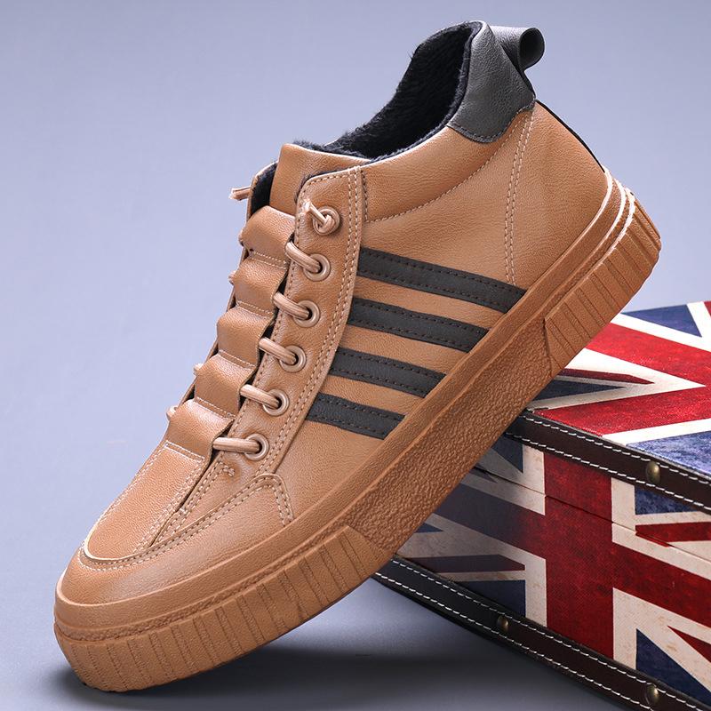 

Мужские зимние кроссовки на подкладке из искусственного меха, уличные теплые зимние туфли без шнуровки, короткие ботинки на шнуровке, повседневная обувь из искусственной кожи на флисовой подкладке для мужчин