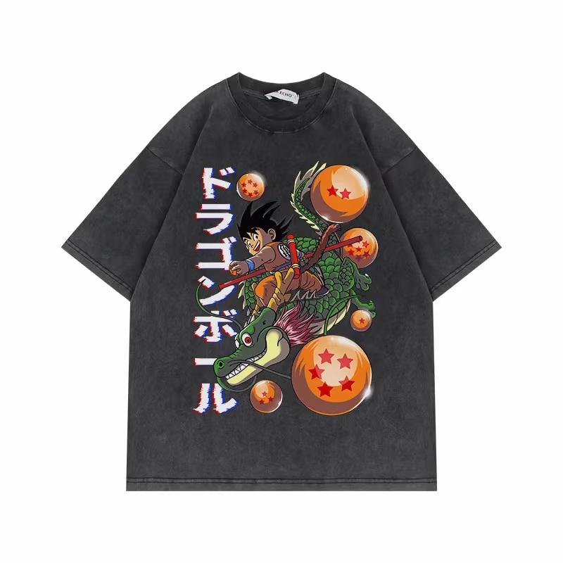 Dragon Ball Z Vegeta Super Saiyan Printed Tshirt Mens and Womens Washed Tshirt High Quality Vintage Cotton Tshirt Tops