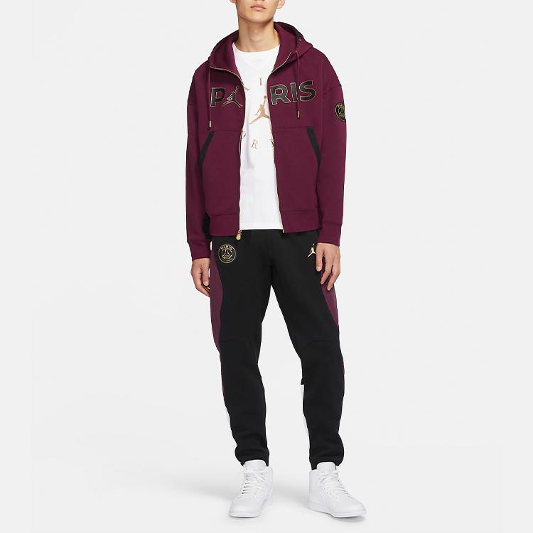 Jordan Paris Saint-Germain Zip-Up Knit Cardigan Men Tops Burgundy CV9951-610