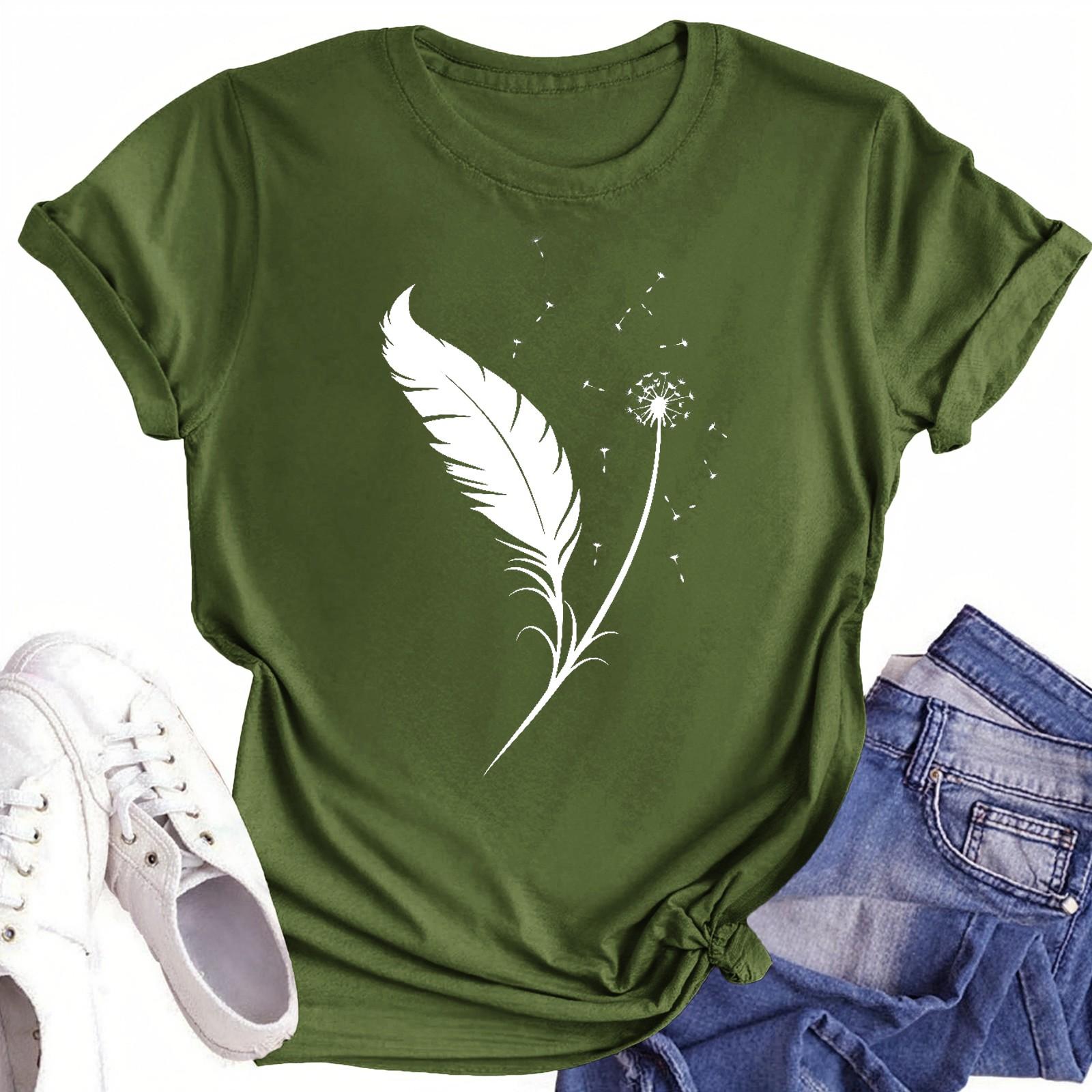 

Футболки с короткими рукавами для женщин, модные топы, легкие и мягкие повседневные летние наряды, одежда L армия зеленый