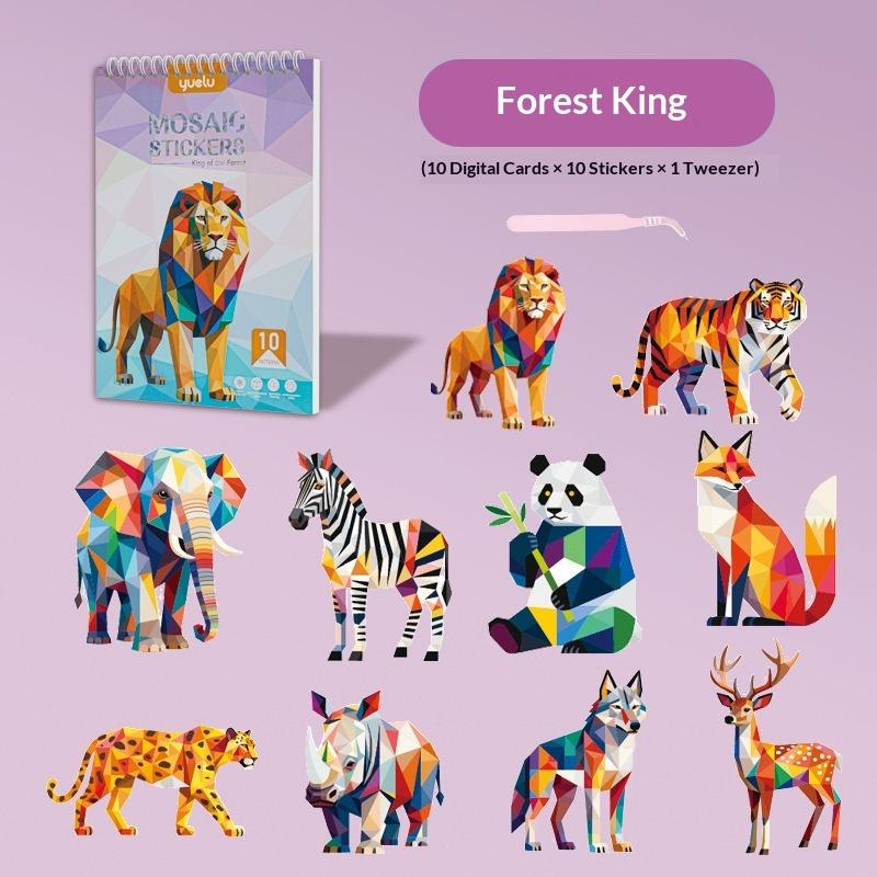 Children Paper Digital 3D Puzzle Book Manual Diy Animal Mosaic Collage Stickers Concentration Early Educational Kids Toys