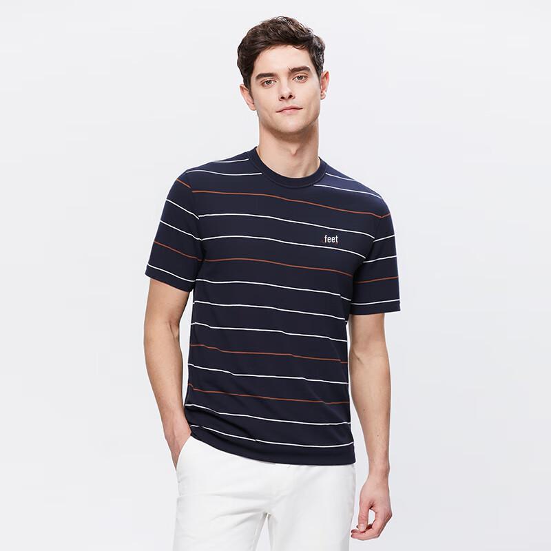 MONTAGUT Men s Striped Mulberry Silk Blend T-Shirt M / 48