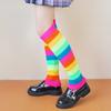 Regenbogenfarbene Socken Neue Herbst Winter Beinstulpen JK Mädchen Kurzer Rock mit Socken kombiniert Lolita Plüschsocken Warme Beinstulpen