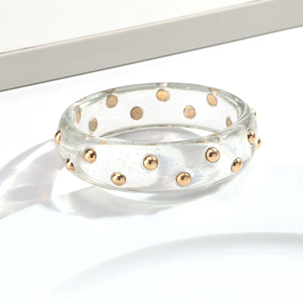 Glitter Metal Studded Bangle Adjustable Statement Bracelet Vintage Wide Bangle Women