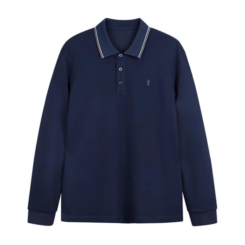 TRIES Men s Double-Line Contrasting Collar Long-Sleeve Polo Shirt 48