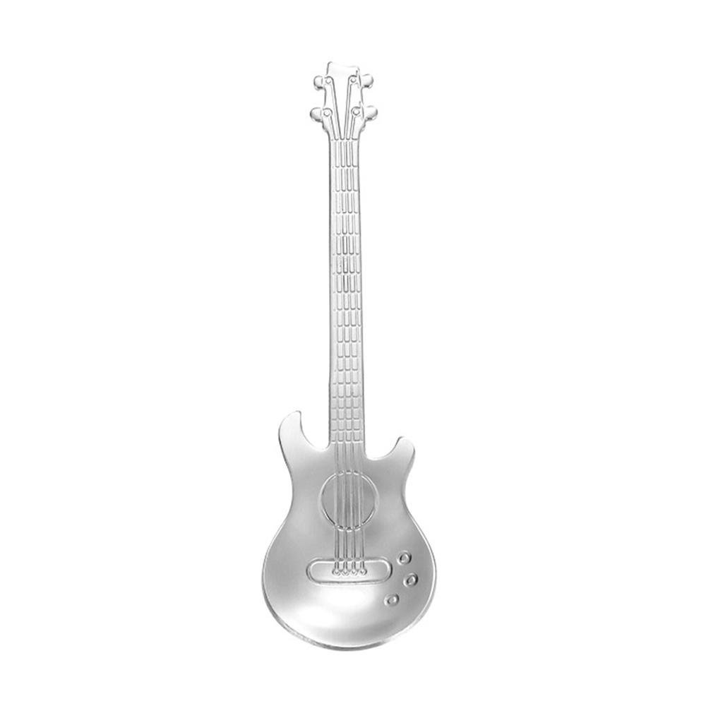 

Guitar Shaped Stainless Steel Spoon, 1Pc Durable Fashionable Spoon, Creative Coffee Spoon, Tea Spoon, Dessert Spoon, Kitchen Utensils 0.75 срібний