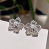 Exquisite Pearl Zirconia Flower Stud Earrings for Women - High-End Fashion Accessories