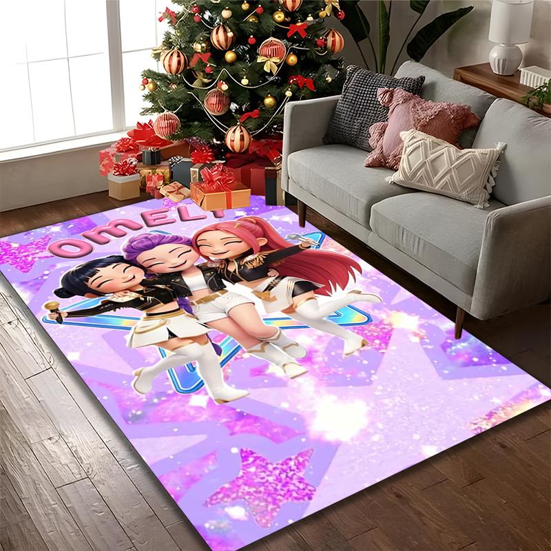 1pc Office Printed Area Carpet, Kpop Demon Hunters Rug, Home Sofa Chair Mat For Christmas and Halloween Décor