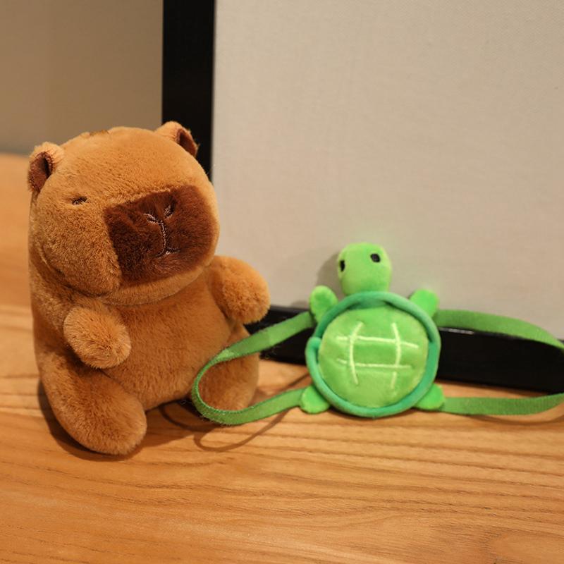 12cm Kawaii Anime Capybara Plushies With Pikachu Stitch Lucifer Cat Hat Doll Stuffed Animals Capybara Plushies Girl Toys