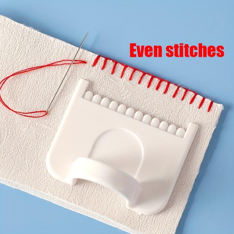 Multi-Functional Hand Stitching Tool, Plastic Overlock Sewing Aid with 4mm & 3mm Intervals & Thimble Function, Easy-Grip Design