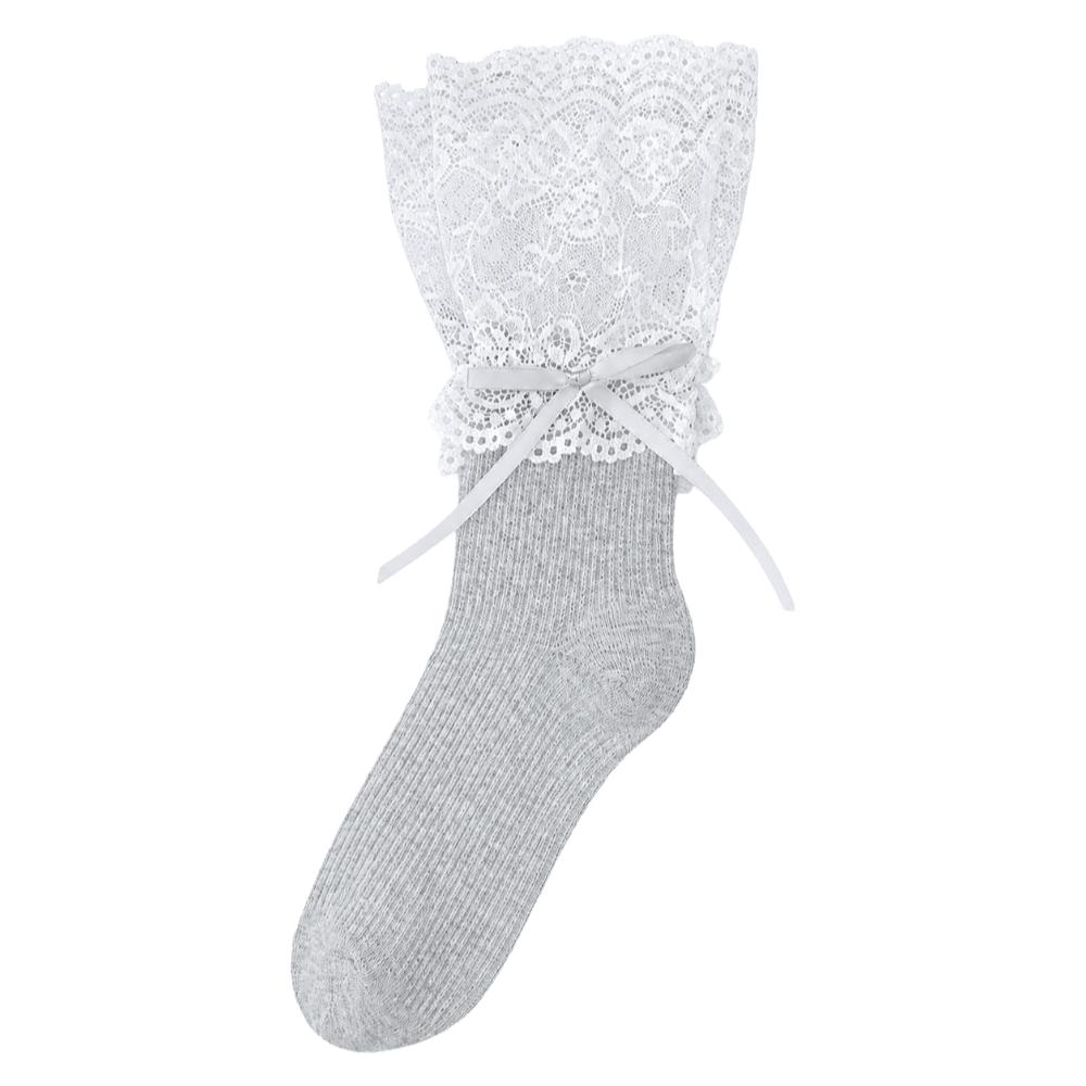 Ballet Style Lace Edge Socks Bow Mid Calf Socks Piles Socks Lolita Socks Boot Socks