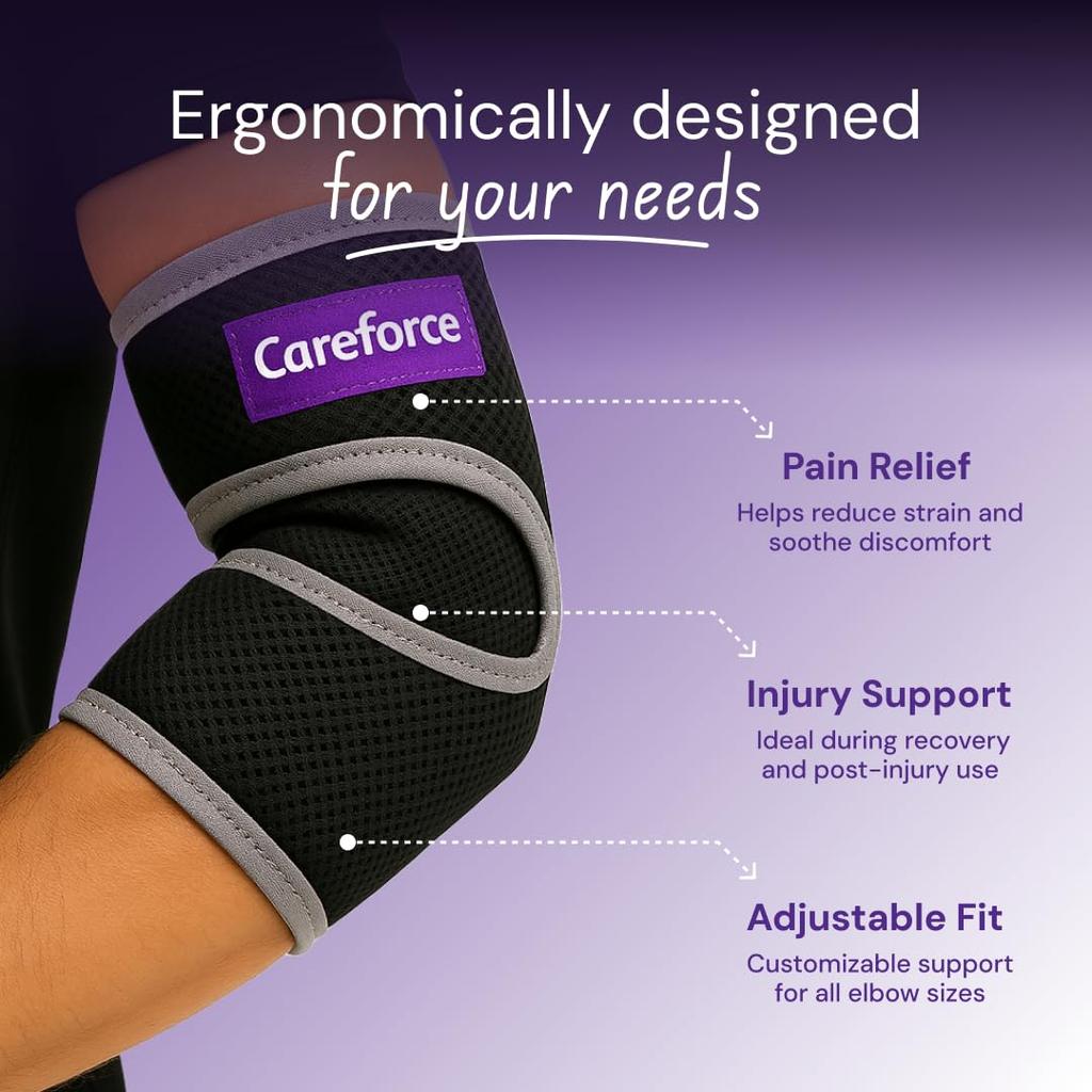 Careforce - The Force Behind Your Health Elastic Tennis Elbow Support Band for Pain Relief Tendonitis, Arthritis Arm Brace for Gym, Badminton, Cr