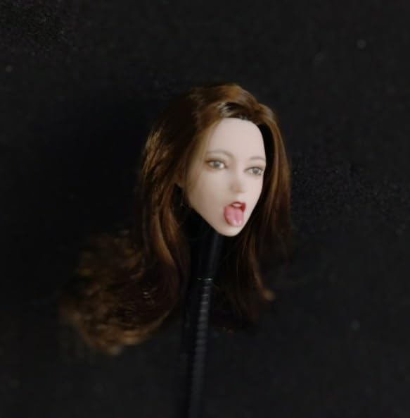 Toys & Hobbies [TOYBARJAPAN] 16 Scale Action Figure Head for TBLeague and Other Bodies. Beautiful Girl Head with Tongue Sticking Out, Pearl White