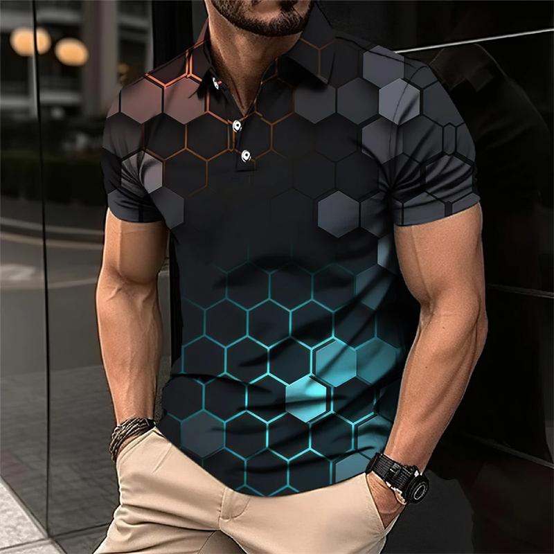 Cool Mecha 3D-tryckta kortärmade pikétröjor för män Kläder Tech-stil Kortärmad Mode Techwear Sport Muskel POLO-tröja