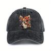 Chihuahua Blumendruck Baseballkappe Verstellbar Baumwolle Gewaschen Lässige Kappe Unisex Erwachsene