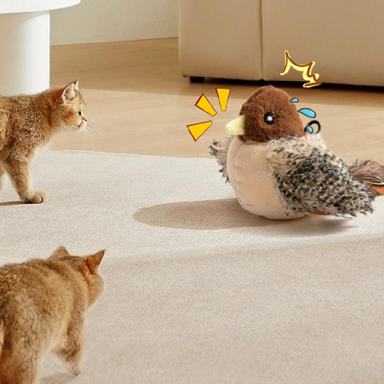 Life Like Bird Sound Cats Toy Safe Plush Bird Toy With Automatic Chirping for Cats Entertainment Indoor Engagement Toy