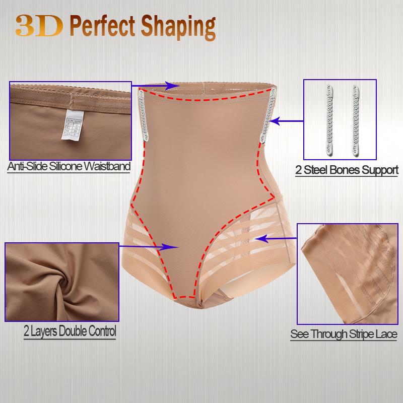 High Waist Tummy Control Panty Butt Lifter Body Shaper Waist Trainer See Through Briefs Slimming Underwear