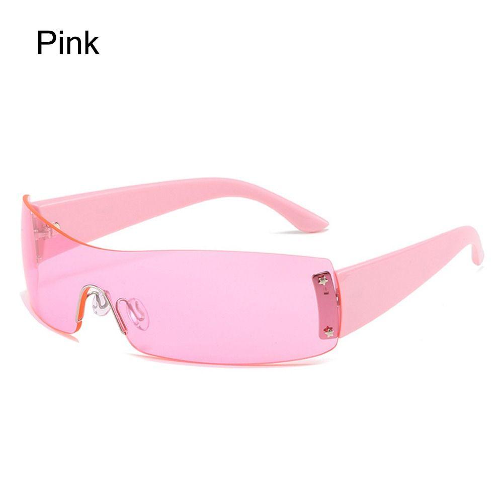 1pc Women Men Punk Y2K Sunglasses Trendy Rimless Star One Piece Goggles Oversized Wrap Around Shades 2000's Eyewear UV400