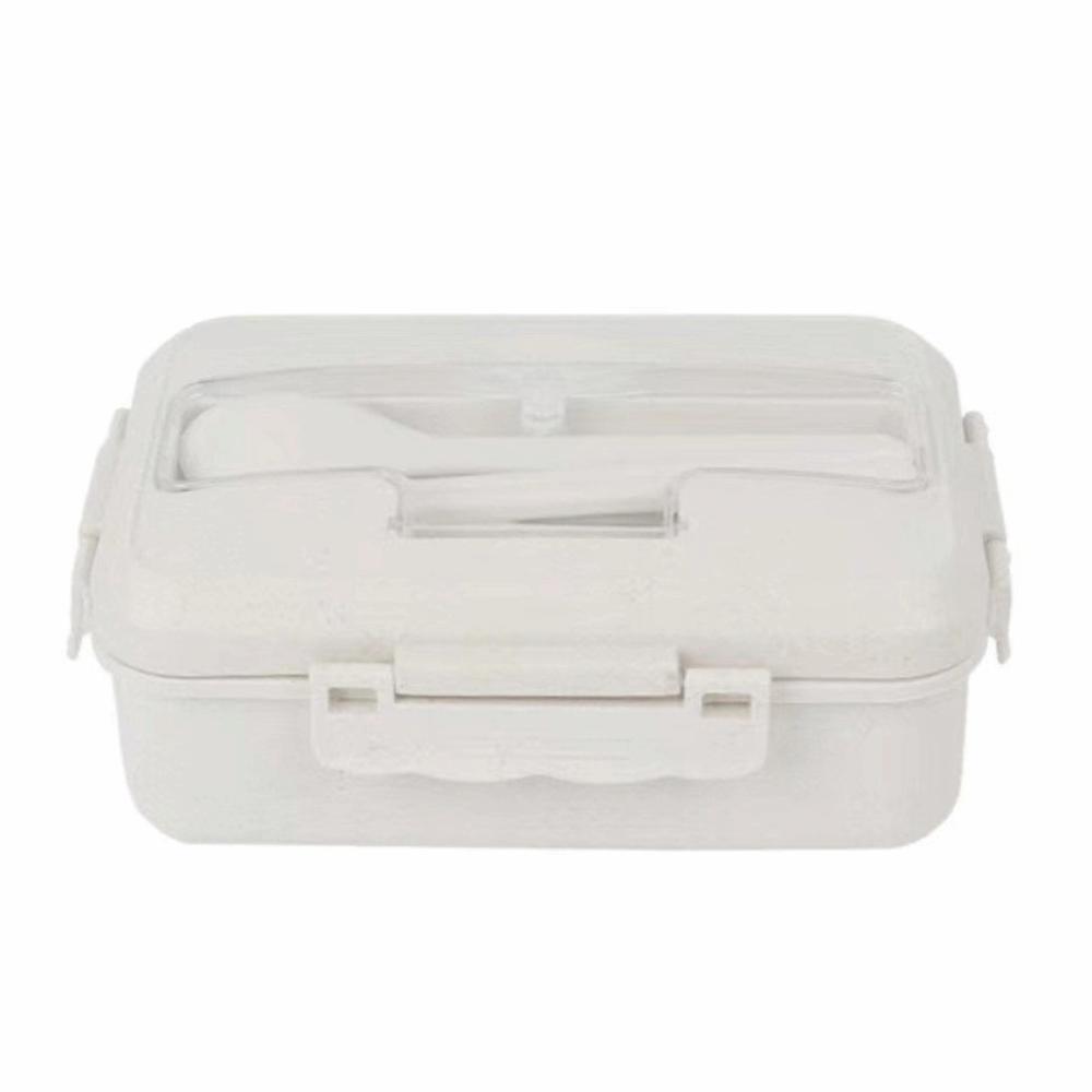 Portable Wheat Straw Lunch Box with Spoon&Chops Divided Food Storage Container BPA-Free Fresh Keeping Leakproof Storage Box
