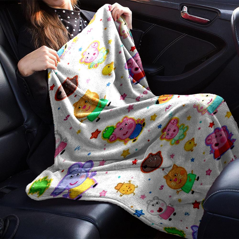 Peppa Pig Theme Printed Blanket - Perfect for Couch, Bed, Travel & Outdoor Use | Machine Washable, Cozy & Durable.