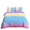 Comforter Kawaii Moon Starry Night Sky Blue Pink Purple Star Galaxy Bedding Sets Full Size For Boys Girls Comforter