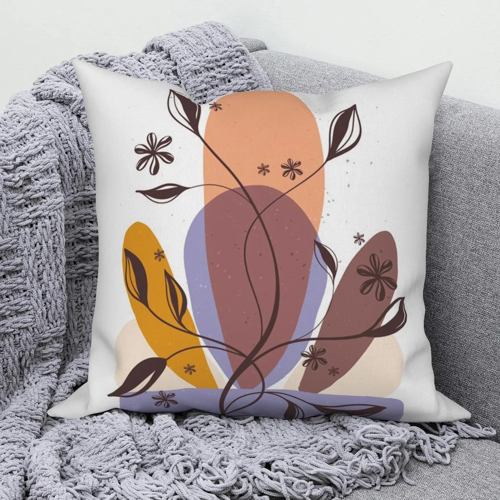 

Car Living Room Sofa Cushion Cover Luxury Home Decoration Pillow Cover Abstract Creative Leaf Print Pattern Cushion Cover 66x66cm