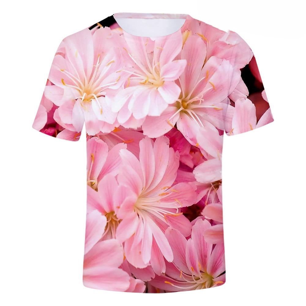 Rose Flower T-Shirts Floral 3D Print Men Women Hip Hop O-Neck Short Sleeve T Shirt Oversized Harajuku Y2k Tops Tees Kid Clothing