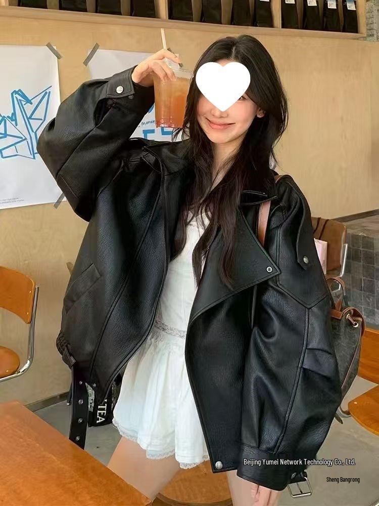 Women's Petite Cool & Sassy Leather Jacket - Trendy Spring 2025