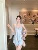 1011 new French mood suspender shorts pajamas are simple and generous, summer ice silk pajamas with chest pads, advanced sense