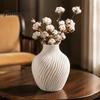 Narrow Neck Vase Modern Spiral Ribbed Vase, 3D Printed Dried Flower Matte White Decorative for Living Room Shelf Table Centerpiece Artistic