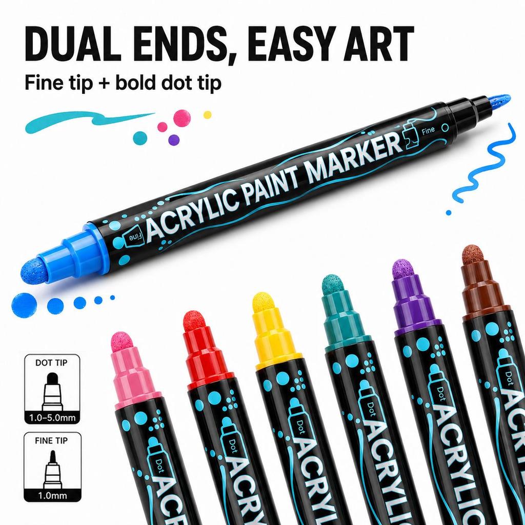 Waterproof Smudge-Proof Acrylic Body Painting Pen Set for Party and Performance.
