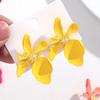 Fashion Elegant Matte Colorful Flower Stud Earrings for Women Vintage Floral Earring Statement Jewelry Accessories Vacation Gift